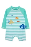 Little Me Fish Long Sleeve Rashguard Suit In Blue