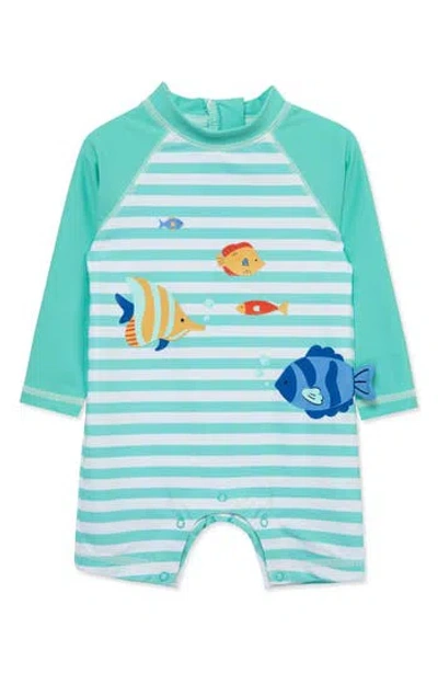 Little Me Babies'  Fish Long Sleeve Rashguard Suit In Blue