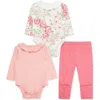 Little Me Floral 3-piece Bodysuits & Legging Set In Pink