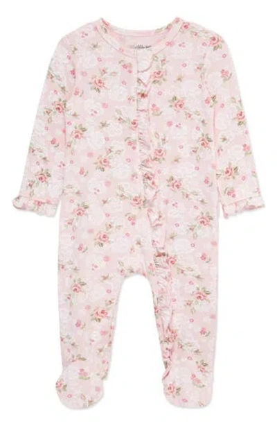 Little Me Babies'  Floral Ruffle Footie In Pink