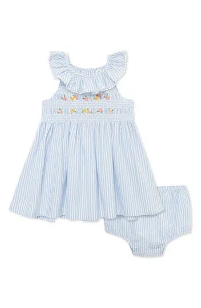 Little Me Babies'  Floral Smocked Sundress & Bloomers Set In Blue
