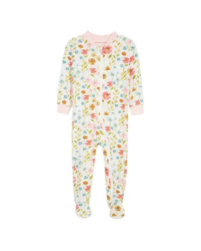 Little Me Floral Zip Front Footie In Multi