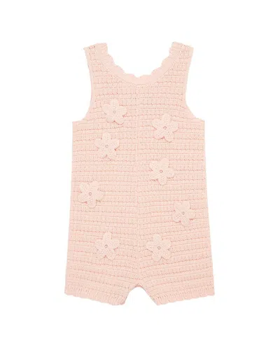Little Me Flower Pointelle Knit Romper In Pink
