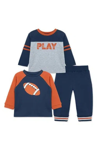 Little Me Kids'  Football Long Sleeve Graphic T-shirts & Joggers Set In Blue