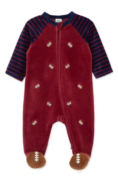 Little Me Babies'  Football Velour Footie In Multi