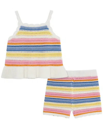 Little Me Kids' Fun Stripe Pointelle Knit Set In Multi