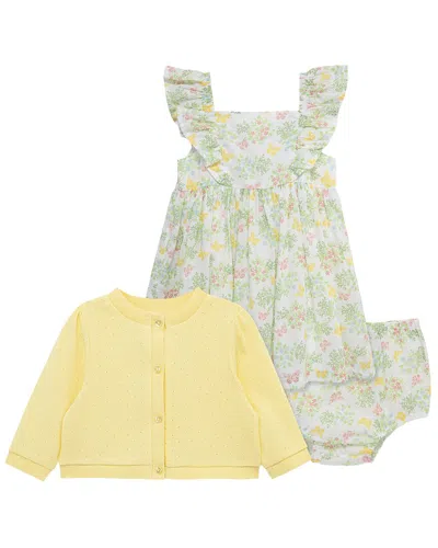 Little Me Kids' Garden Dress & Cardigan Set In Yellow