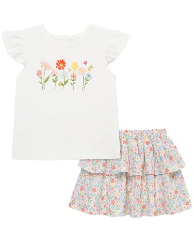 Little Me Kids' Garden Fashion Skort Set In White