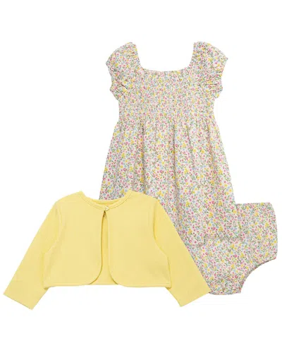 Little Me Kids' Garden Knit Dress Set In Yellow
