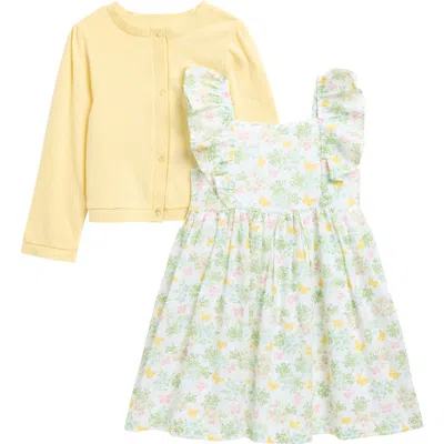 Little Me Babies'  Garden Party Dress & Cardigan Set In Yellow