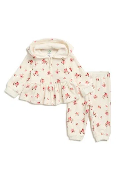 Little Me Babies'  Garden Print Hoodie & Joggers Set In Neutral
