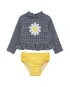 Little Me Gingham Daisy Rashguard In Multi