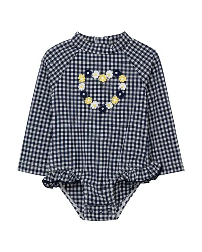 Little Me Gingham One-piece Rashguard In Multi
