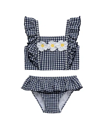 Little Me Gingham Swimsuit In Black