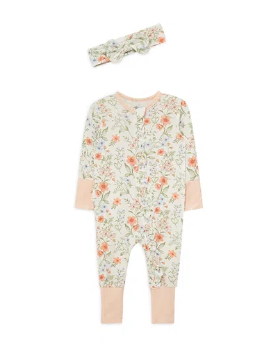 Little Me Kids' Girls' Botanical Coverall And Headband - Baby In Pink