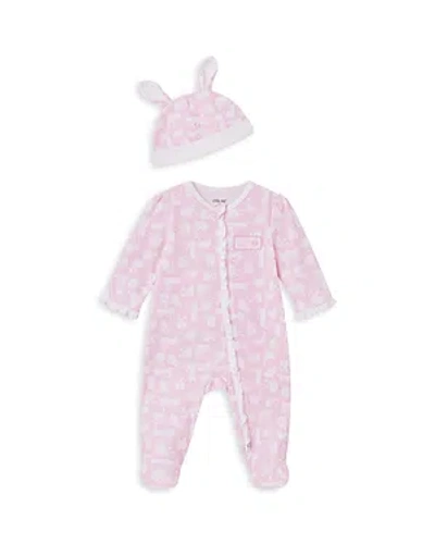 Little Me Kids' Girls' Bunny Cotton Footie & Hat Set - Baby In Pink