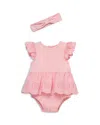 Little Me Girls' Candy Eyelet Bodysuit & Headband Set - Baby In Pink