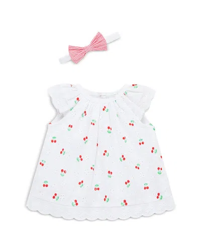 Little Me Girls' Cherry Eyelet Top, Shorts & Headband Set - Baby In Pink