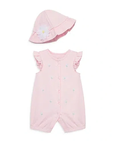 Little Me Girls' Daisies Romper & Hat - Baby In Pink