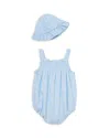 Little Me Girls' Daisies Terry Bubble Romper & Hat Set - Baby In Blue