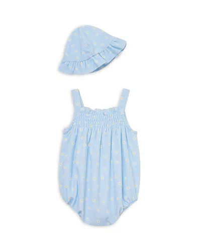 Little Me Girls' Daisies Terry Bubble Romper & Hat Set - Baby In Blue