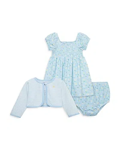 Little Me Girls' Daisy Cardigan, Printed Dress & Trousery Set - Baby In Blue