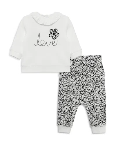 Little Me Girls' Geo Love Velour Set - Baby In Black