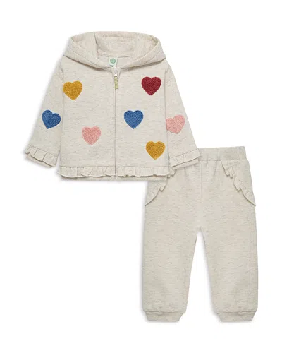 Little Me Girls' Heart Hoodie & Pants Set - Baby In Neutral