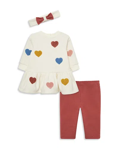 Little Me Girls' Hearts Sweatshirt Dress Set & Headband - Baby In White