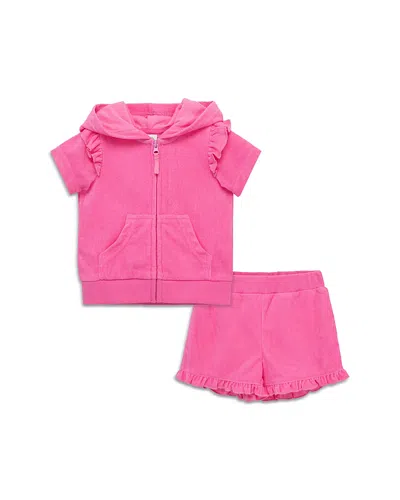 Little Me Girls' Hooded Ruffle Shorts Cover Up Set - Baby