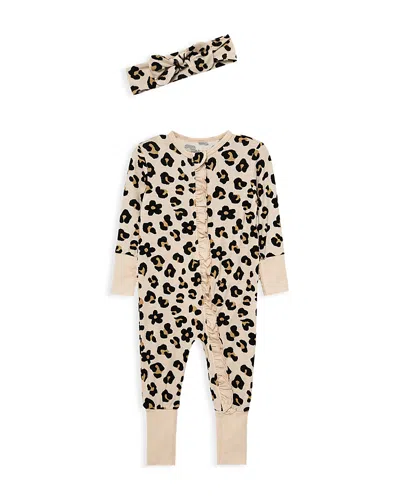 Little Me Girls' Leopard Coverall And Headband - Baby In Multi