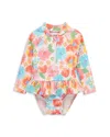 Little Me Girls' Multi Floral Rash Guard One Piece Swimsuit - Baby In Multi