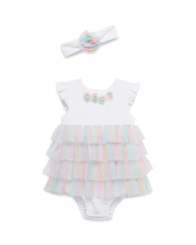 Little Me Girls' Rainbow Popover Bodysuit & Headband Set - Baby In White