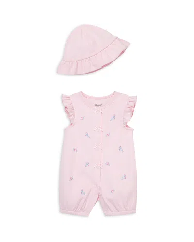 Little Me Girls' Rosebud Romper & Hat Set - Baby In Pink