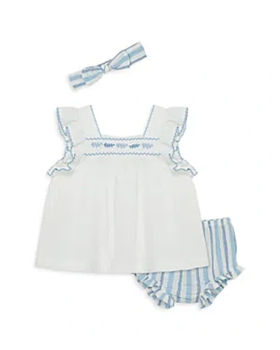 Little Me Baby Girls Sprigs Sunsuit With Headband In Blue