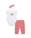 Little Me Girls' Strawberry Bodysuit, Leggings, & Headband Set - Baby In Multi