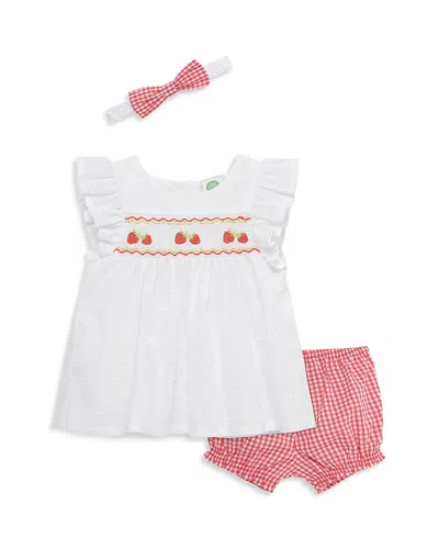 Little Me Girls' Strawberry Sunsuit & Headband Set - Baby In Multi
