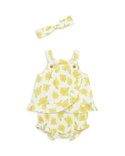 Little Me Girls' Sunflower Sunsuit & Headband Set - Baby In Green