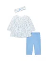 Little Me Girls' Three Piece Smocked Tunic Set - Baby In Blue