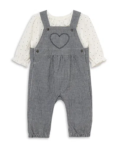 Little Me Girls' Top & Striped Heart Overalls Set - Baby In Multi