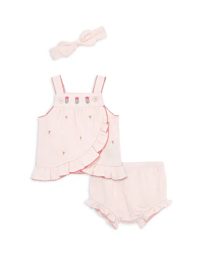 Little Me Girls' Tulip Sunsuit & Headband Set - Baby In Pink