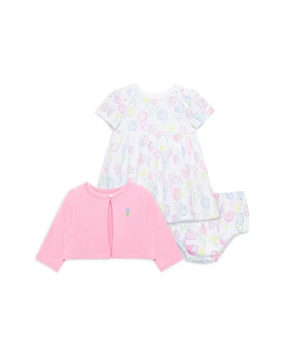 Little Me Girls' Tulips Dress, Bloomers & Cardigan Set - Baby In Pink