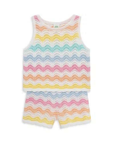 Little Me Girls' Wavy Pointelle Top & Shorts Set - Baby In Multi
