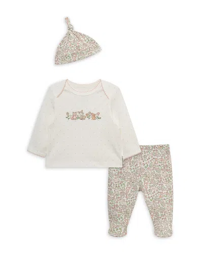 Little Me Girls' Woodland Lap Shoulder Top, Hat & Footed Pants Set - Baby In White