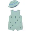 Little Me Baby Boys 2-pc. Cotton Golf Sunsuit & Bucket Hat Set In Green