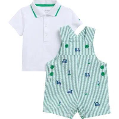 Little Me Babies'  Golf Detail Polo Shirt & Shortall Set In Green
