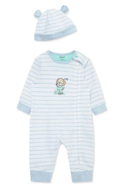 Little Me Babies' Golfer Coverall & Beanie Set In White/ Blue