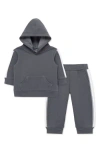 Little Me Grey Fleece Hoodie & Joggers Set In Gray