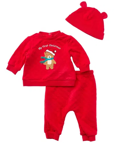 Little Me Holiday Bear Set In Red