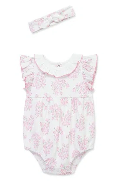 Little Me Babies'  Hydrangea Knit Romper & Headband Set In Multi